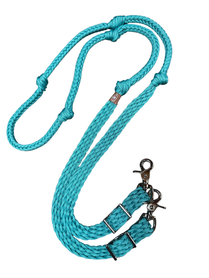 turquoise  Barrel Reins, Round with grip knots