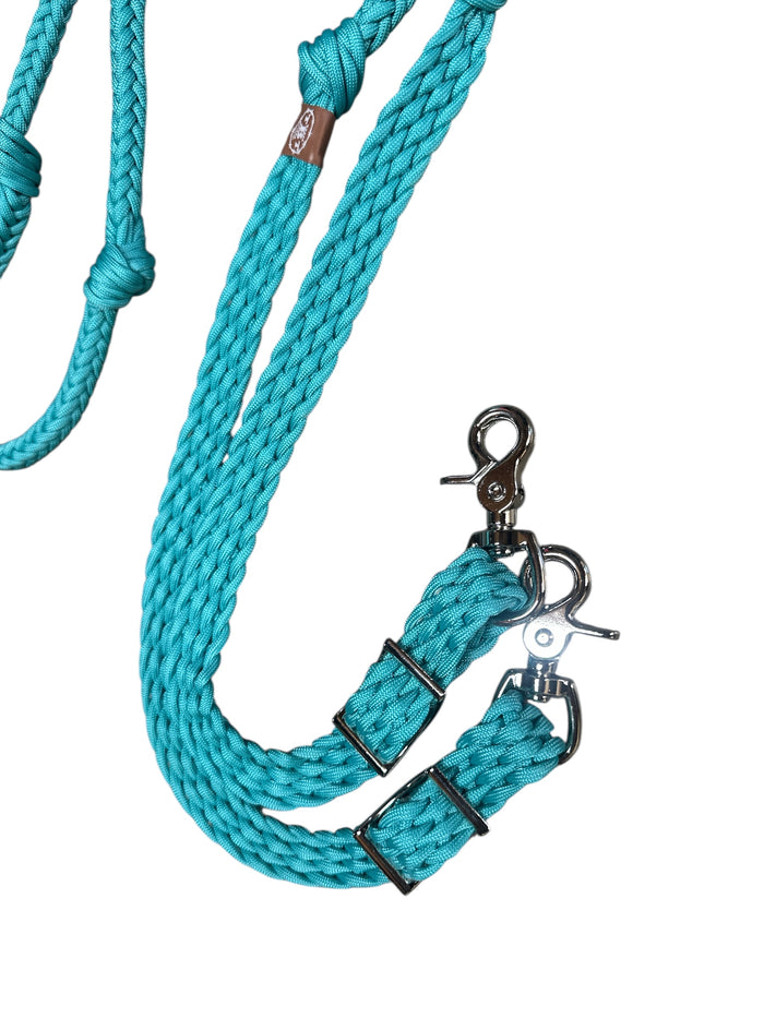 turquoise  Barrel Reins, Round with grip knots
