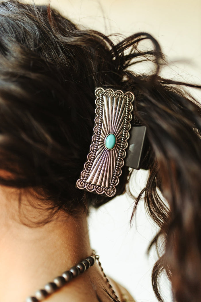 Turquoise Metal Hair Claw
