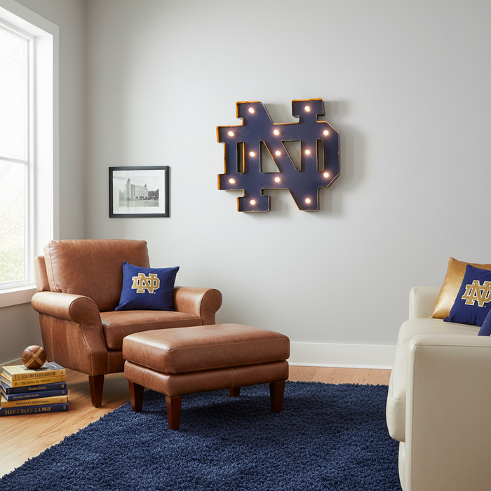 University of Notre Dame Lighted Recycled Metal Wall Decor