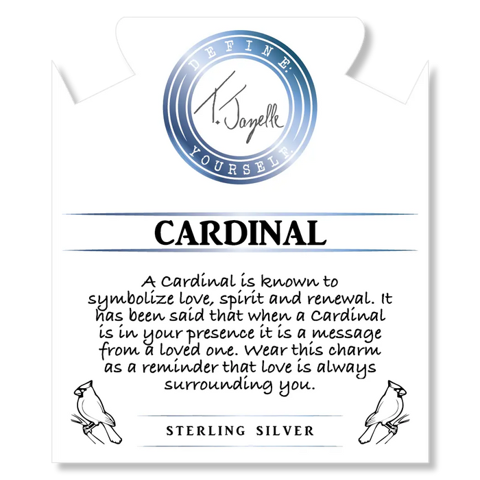 White Chalcedony Stone Bracelet with Cardinal Sterling Silver Charm