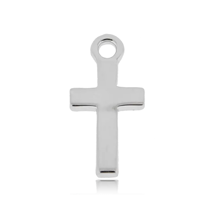 White Chalcedony Stone Bracelet with Cross Sterling Silver Charm