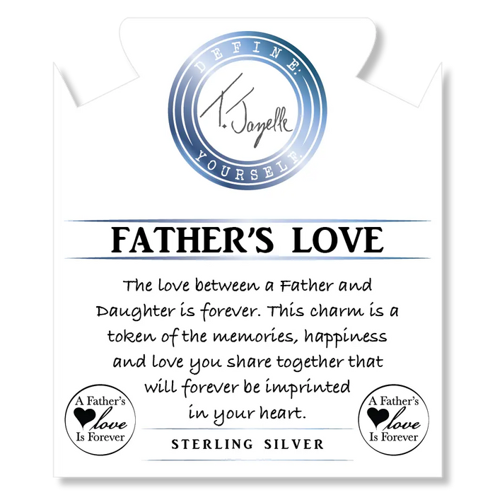 White Chalcedony Stone Bracelet with Fathers Love Sterling Silver Charm