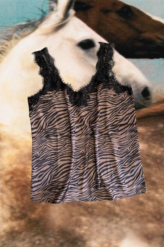 Zebra Allure Lace Tank TopS